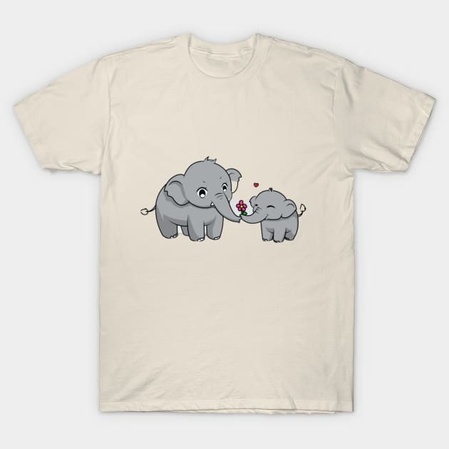 Mother And baby Elephant T-Shirt by Graffix
